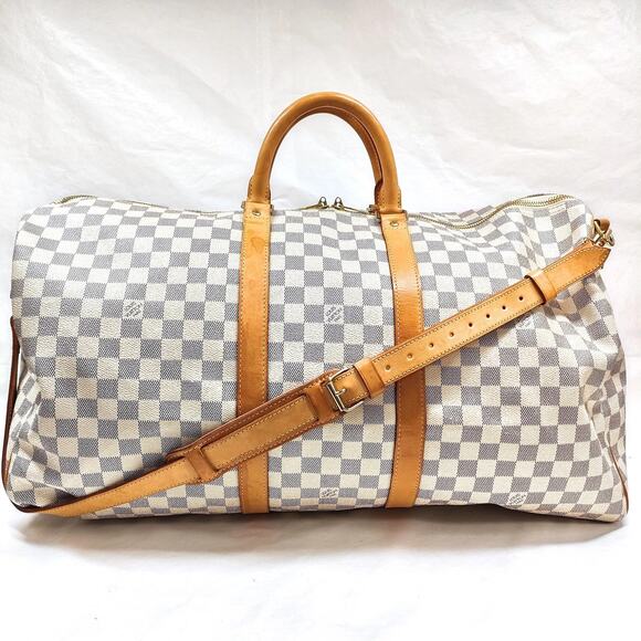 Louis Vuitton Damier Azur Keepall Bandouliere 55 Boston Bag - Picture 1 of 16